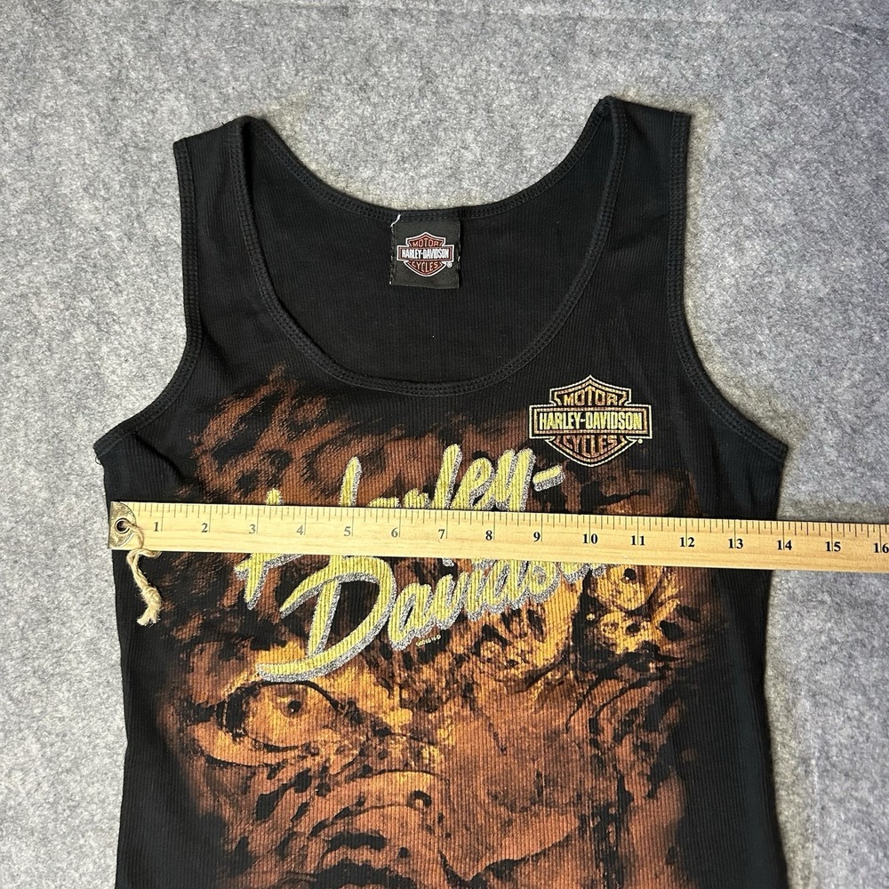 Harley Davidson Women's Small Tiger Ribbed Black Tank Top Quebec Canada - Picture 5 of 9